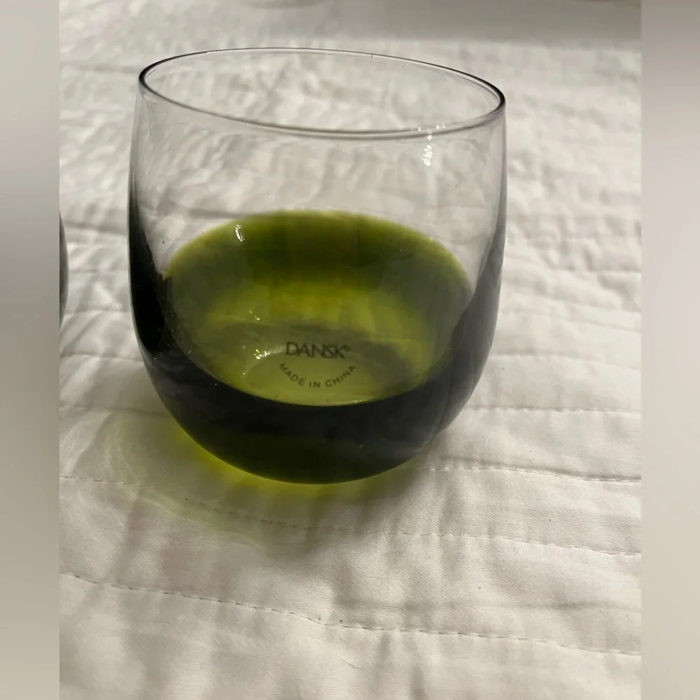 New Dansk stemless wine glasses set green